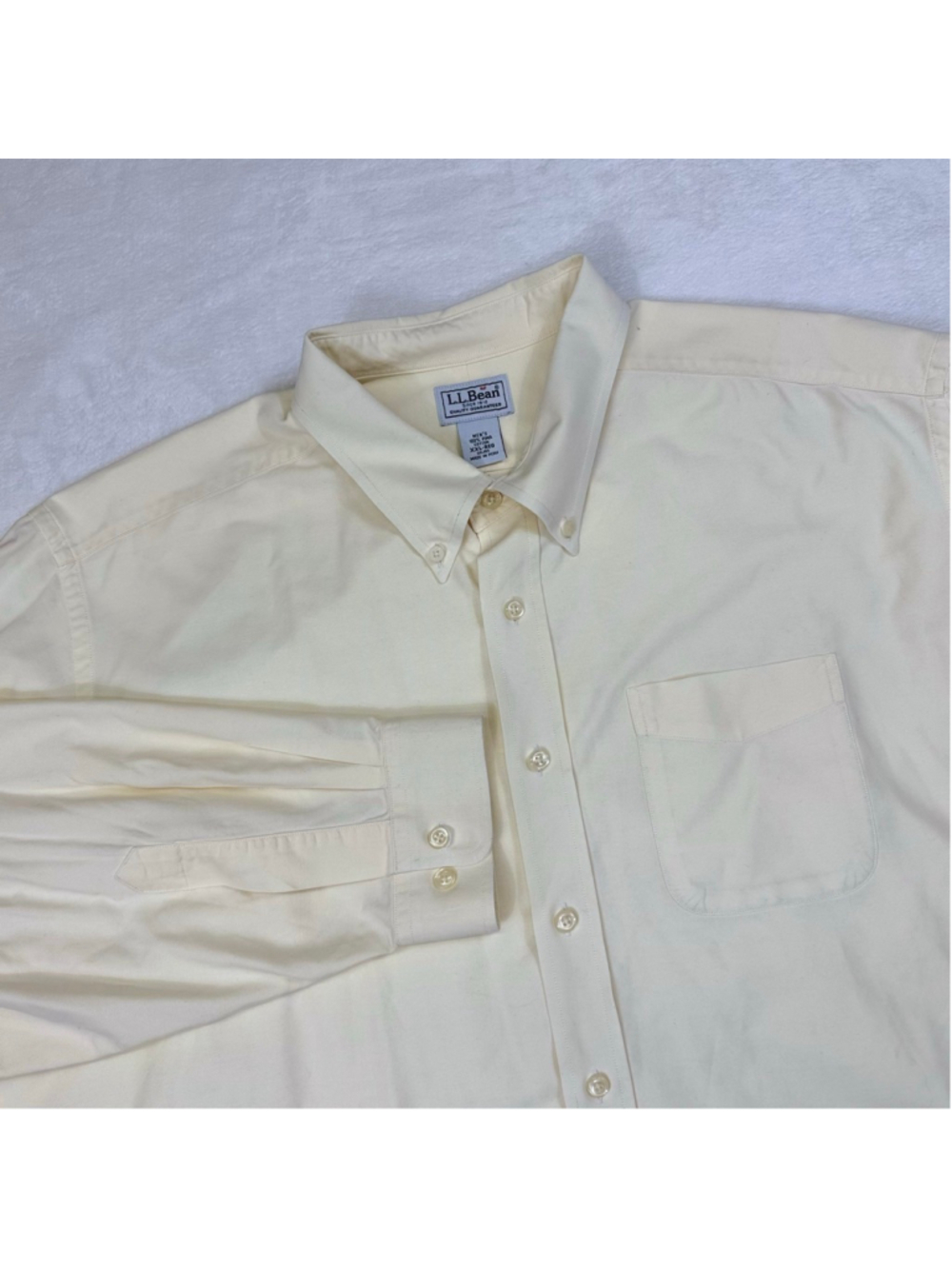 Men's L.L. Bean Wrinkle Resistant Casual Button Down Shirt XXL Pale Yellow